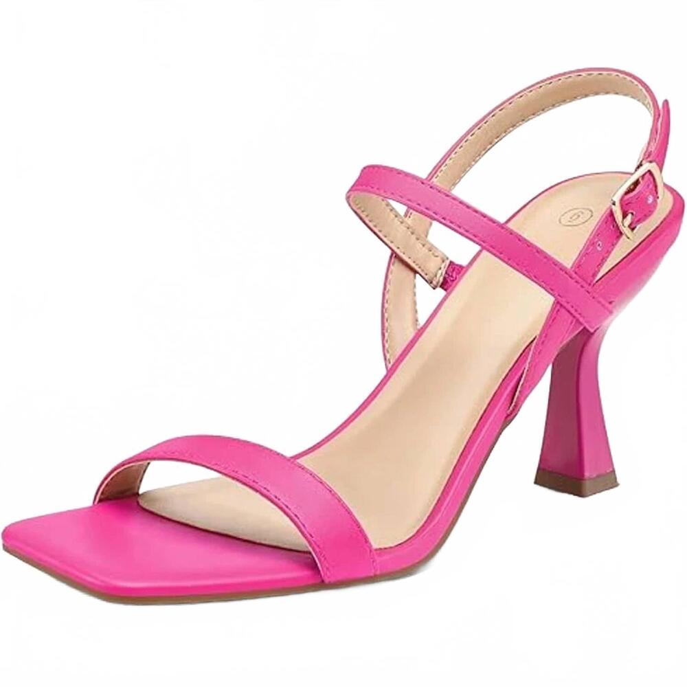 NEW MYSOFT women's open toe ankle strap sandals in hot pink